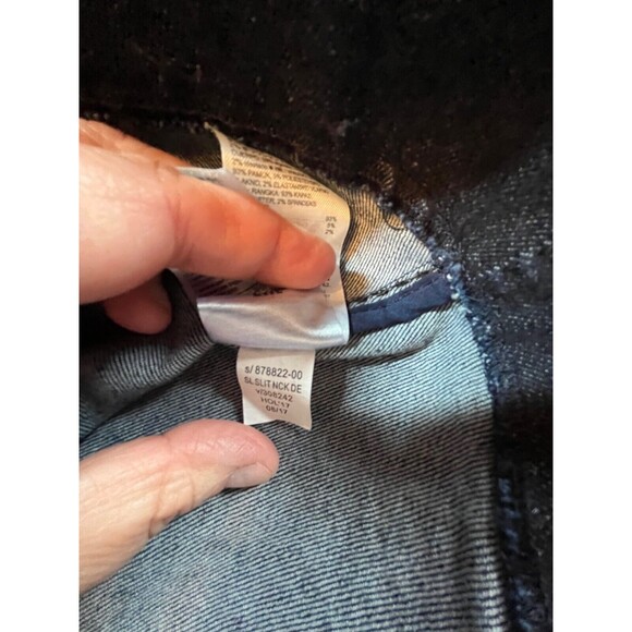 Banana Republic Denim Dress Midi Sleeveless Sheath Dark Wash Split V Neck 14 - Picture 5 of 14